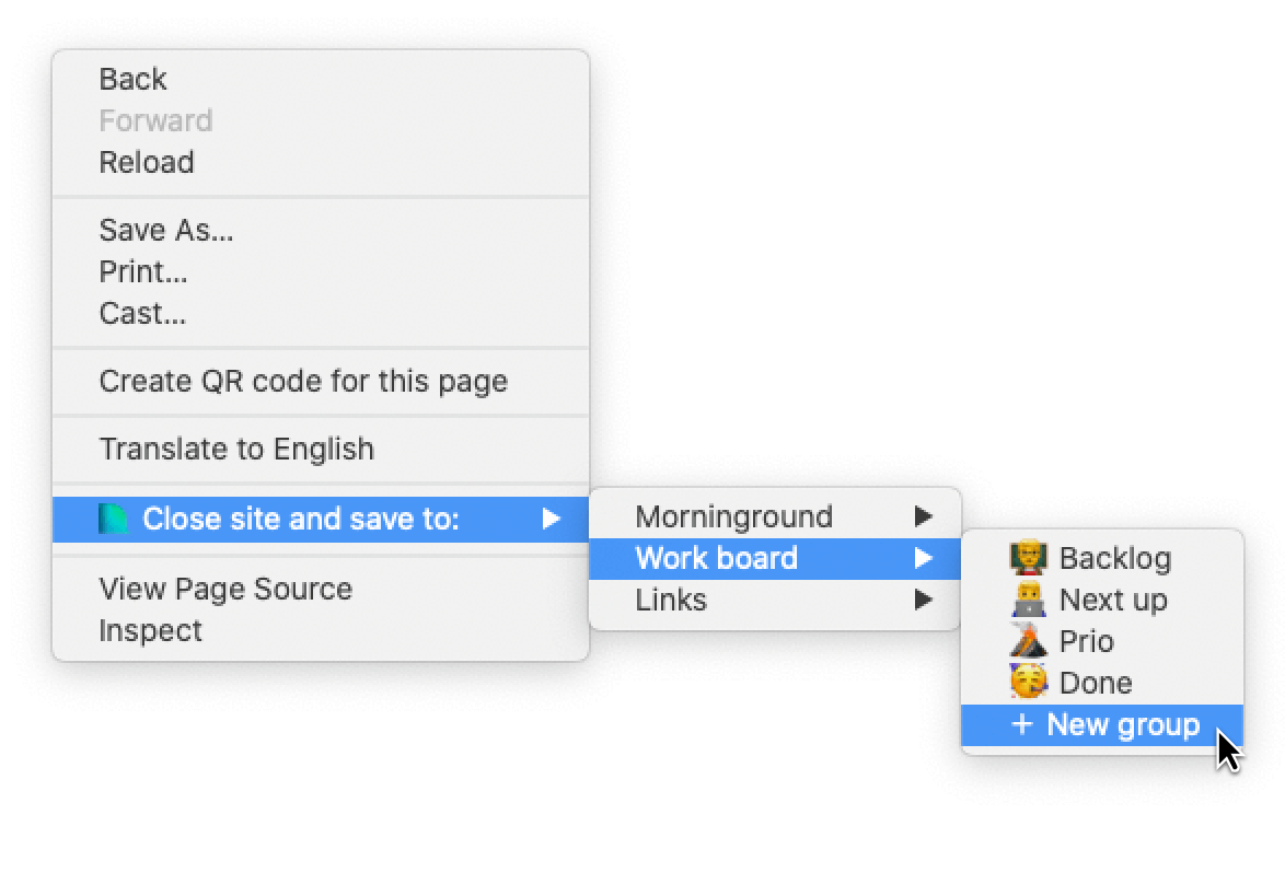 Create new group by right clicking