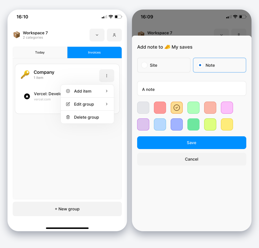 Create groups in mobile apps
